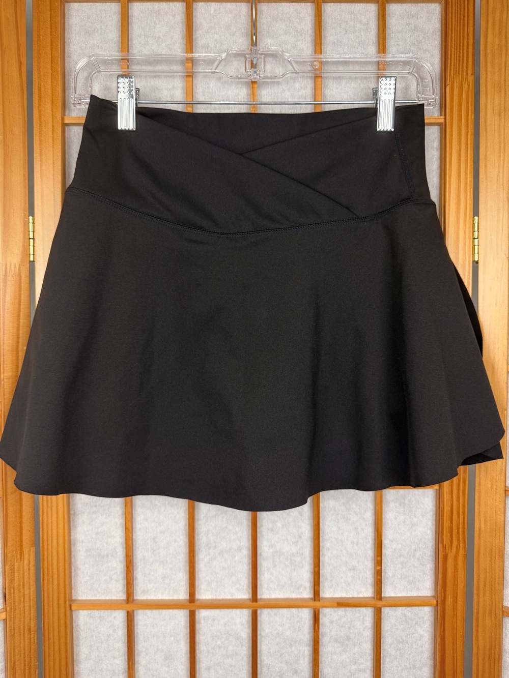 Anna-Kaci Active Crossover Waist Tennis Skort Black Athletic Skirt Shorts Size S